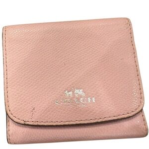 Coach Pink Pebbled Leather Wallet with Silver Hardware